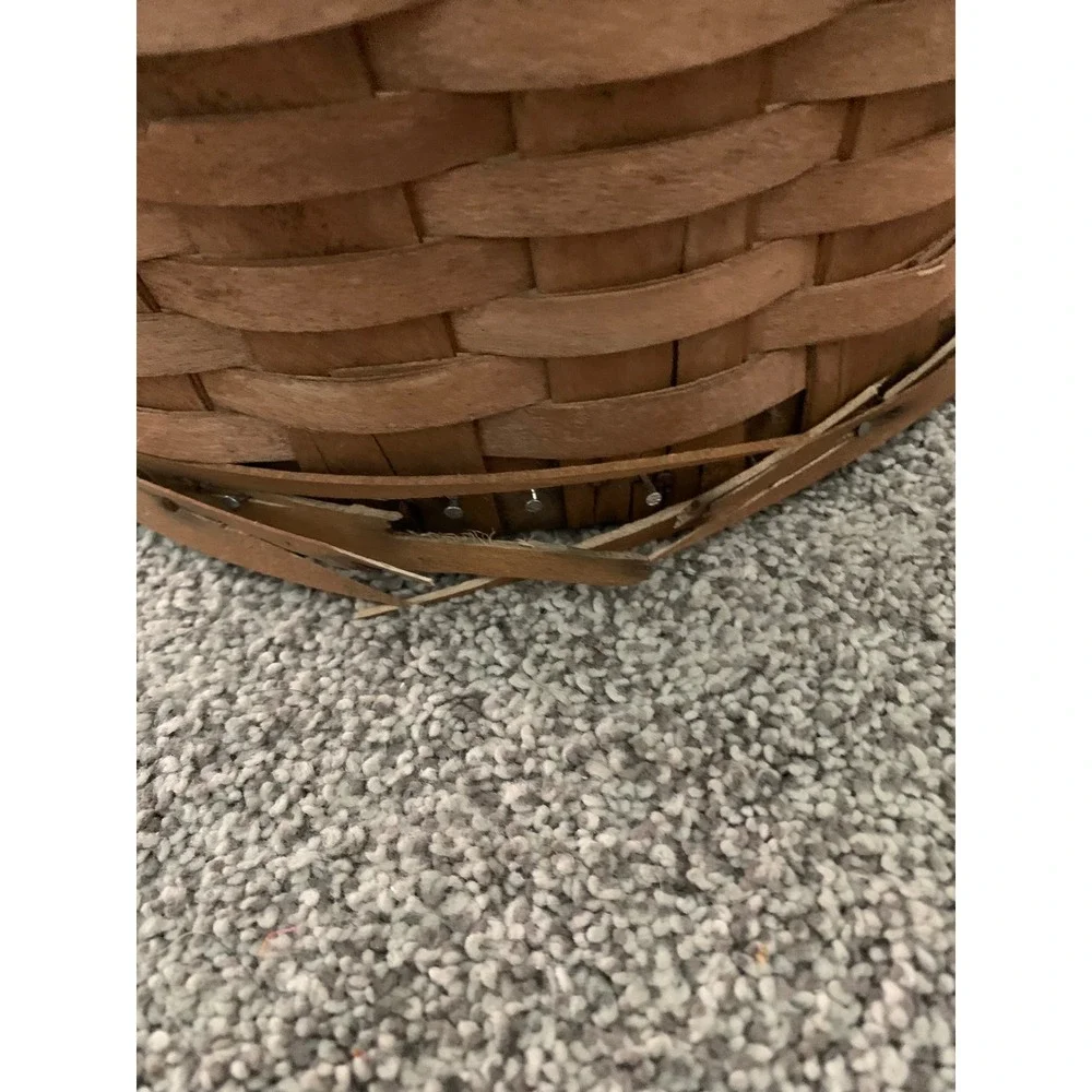 Vintage 1995 Longaberger Round Wood Basket Retro Cottagecore Farmhouse Boho 90s